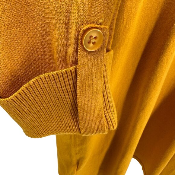 Laura Ashley Womens Gold Open Front 3/4 Sleeve Sweater Cardigan Size M - Picture 5 of 8
